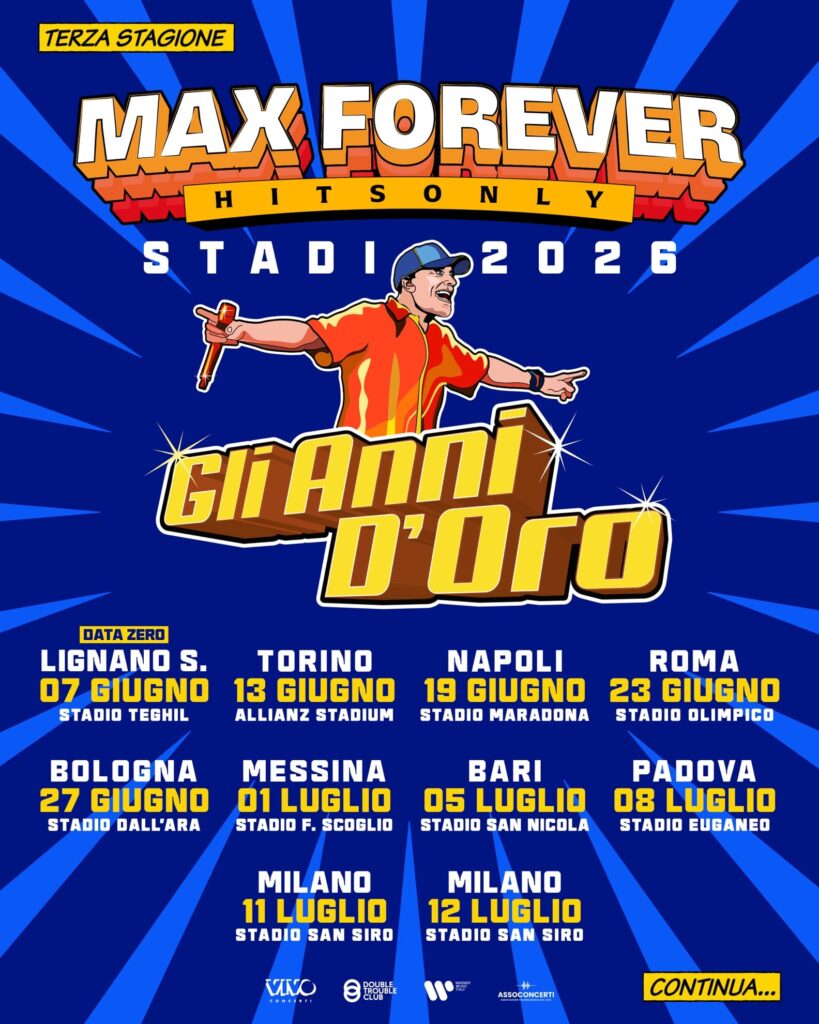 Scaletta Max Pezzali concerto 2026