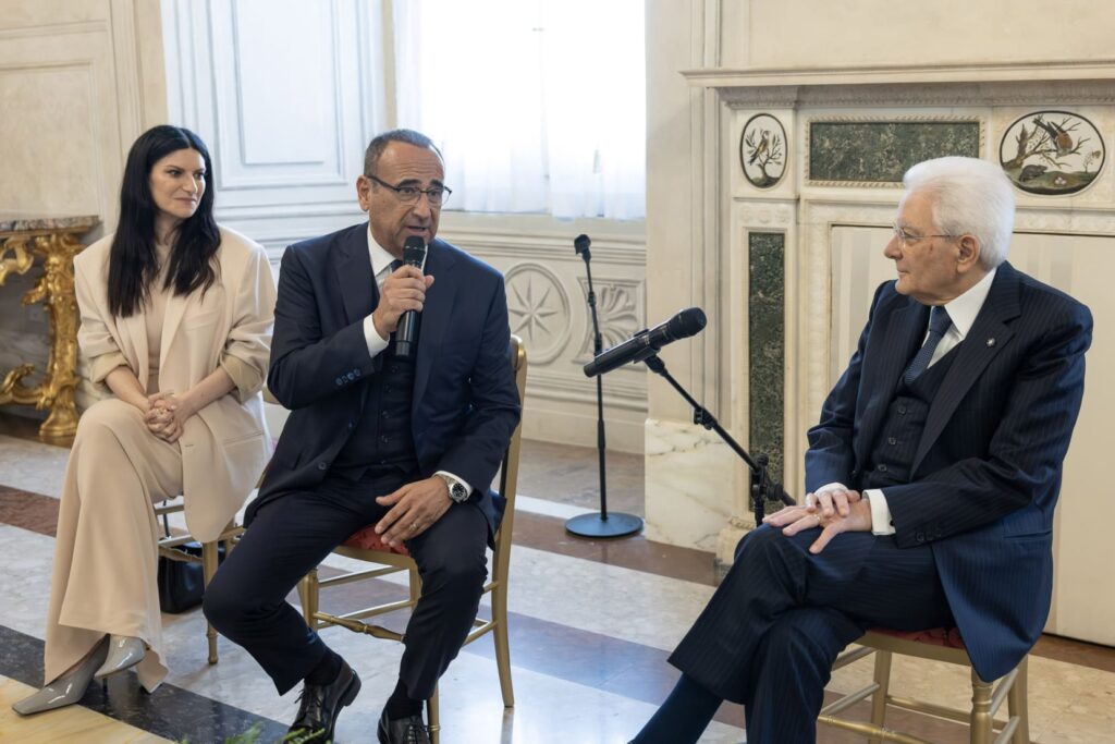 Carlo Conti e Laura Pausini al Quirinale