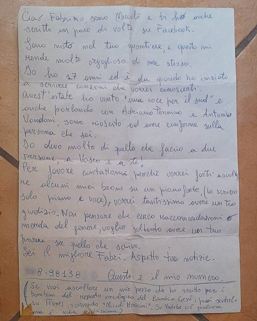 Lettera Fabrizio Moro Ultimo
