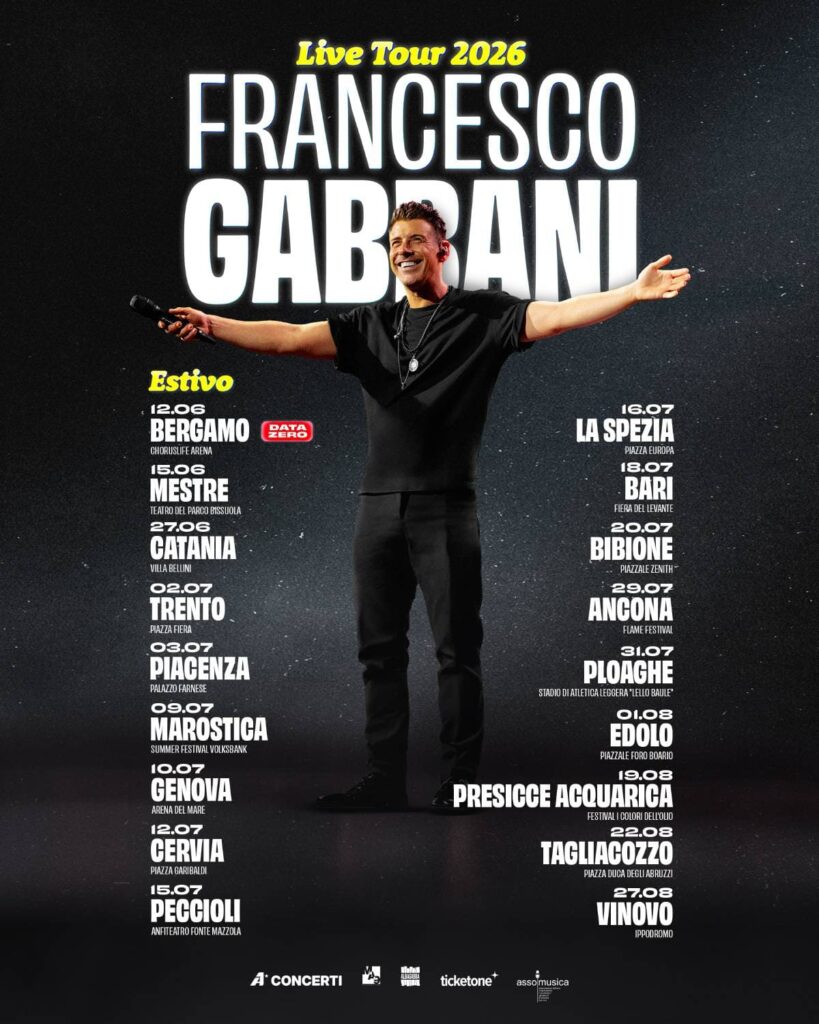 Gabbani scaletta tour estuvo 2027