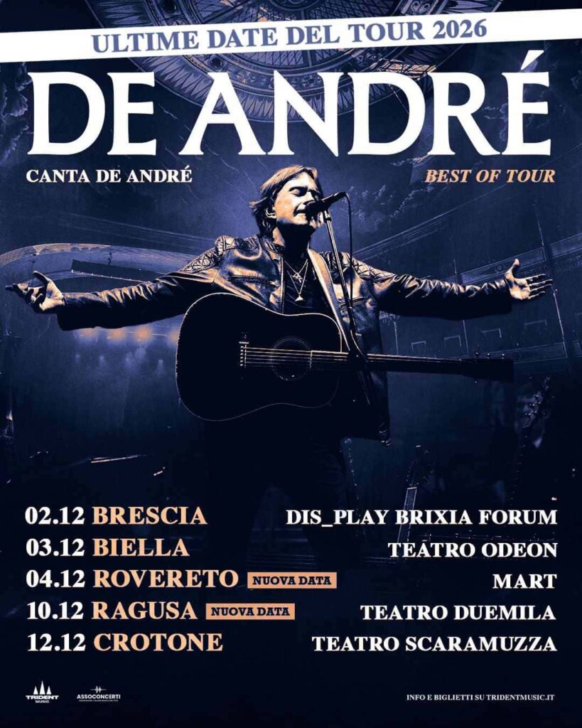 scaletta Cristiano De André Best Of Tour 2026